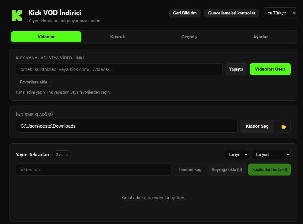 Kick VOD İndirici